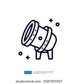 A simple line drawing of a telescope, symbolizing exploration and observation of the universe.