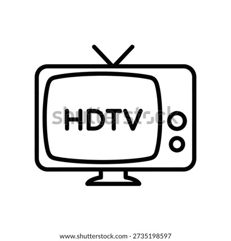 Simple line drawing of a television set with HDTV on screen