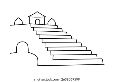 Simple line drawing of a temple with steps