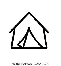 Simple Line Drawing Tent Accommodation Shelter Icon Symbol Graphic