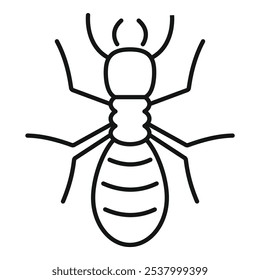 Dibujo de línea simple de un insecto de termita con sus seis patas extendidas y sus dos antenas ondeando