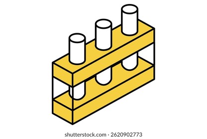 Simple line drawing of test tube icon, isometric illustration, Vector Illustration