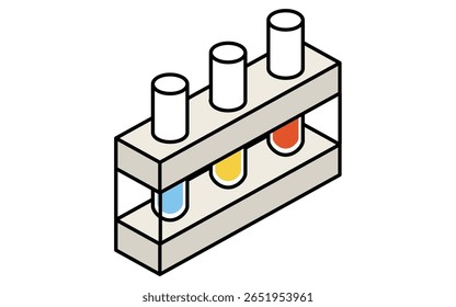 Desenho simples em linha do ícone do tubo de ensaio, ilustração isométrica, Ilustração vetorial