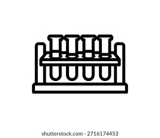 Un simple dibujo lineal de tubos de ensayo en un bastidor para la investigación en biotecnología y microbiología