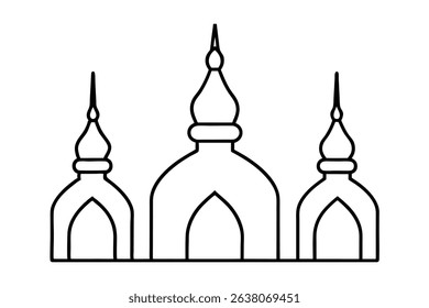 Simple line drawing of a three domed building