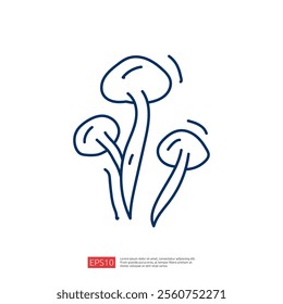 A simple line drawing of three mushrooms, showcasing their distinctive shapes and stems in a minimalist style.