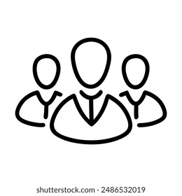 Einfache Strichzeichnung von drei Personen in einer Gruppe. Vektorillustration
