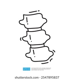 Un simple dibujo de línea de tres vértebras apiladas, que representan la columna vertebral o la anatomía humana.