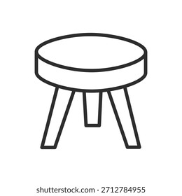 Un simple dibujo de línea de un taburete de tres patas en un