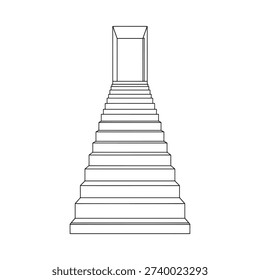Simple line drawing of a tiered stepped structure resembling a ziggurat