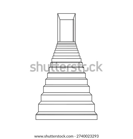 Simple line drawing of a tiered stepped structure resembling a ziggurat
