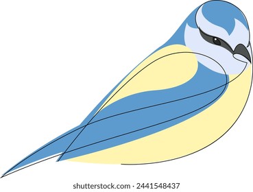 Dibujo de línea simple de un pájaro de tetas. Ilustración vectorial de estilo minimalista.