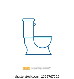 A simple line drawing of a toilet, representing a common bathroom fixture used for sanitation and waste disposal.