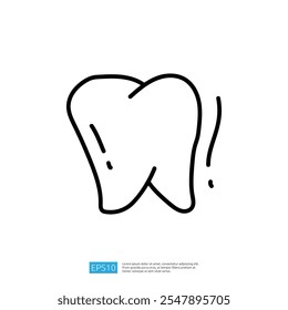 A simple line drawing of a tooth, representing dental health and hygiene.