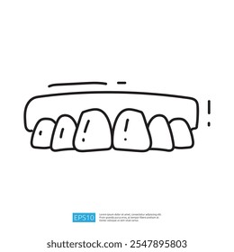 Un simple dibujo de línea de un cepillo de dientes con cerdas, enfatizando la higiene dental.