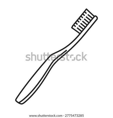 Simple line drawing of a toothbrush on white background for healthcare and oral hygiene concepts
