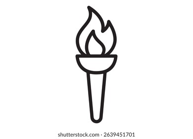 A simple line drawing of a torch with a bright flame