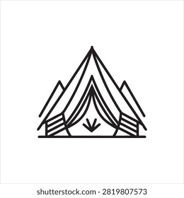 Simple Line Drawing of Traditional AFrame Roofed House Structure