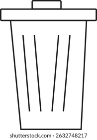 Simple Line Drawing of a Trash Can Waste Disposal Illustration