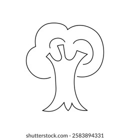 Simple line drawing of a tree showcasing its trunk and lush canopy