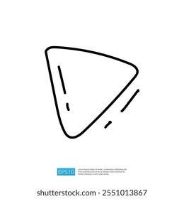 A simple line drawing of a triangular shape, possibly representing a play button or a food item like a nacho chip.