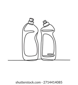 Dibujo de línea simple de dos botellas que probablemente contengan productos de limpieza