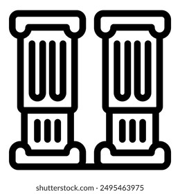 Simple line drawing of two fluted columns, representing ancient greek or roman architecture