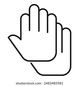 Simple line drawing of two hands clapping, symbolizing applause or agreement