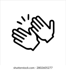Simple line drawing of two hands clapping with transparent background