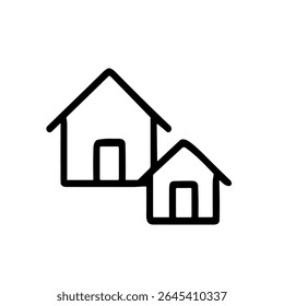 Simple Line Drawing Two Houses Side by Side Real Estate Icon