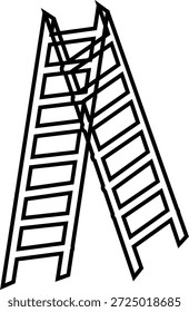 Dibujo de línea simple de dos escaleras cruzadas entre sí