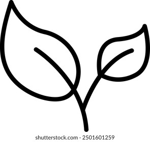 Simple line drawing of two leaves on a stem