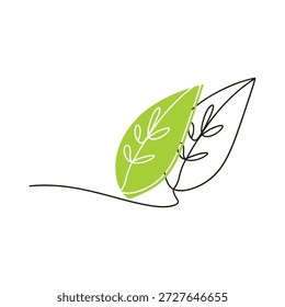 Dibujo de línea simple de dos hojas con diseño minimalista