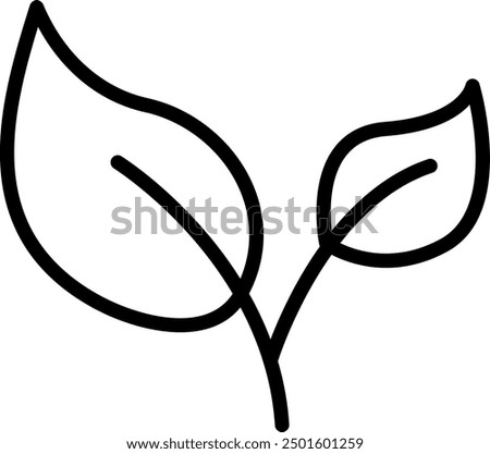Simple line drawing of two leaves on a stem