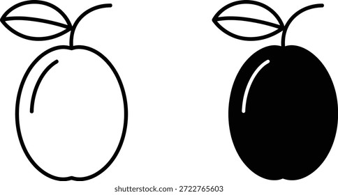 Dibujo de línea simple de dos aceitunas