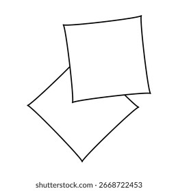 Dibujo de línea simple de dos hojas en blanco superpuestas sobre un fondo blanco.