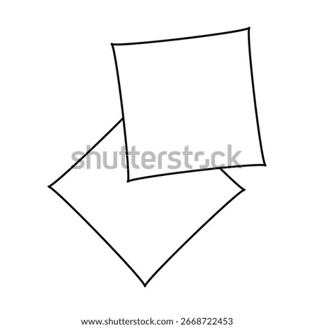 Simple line drawing of two overlapping blank sheets on a white background.
