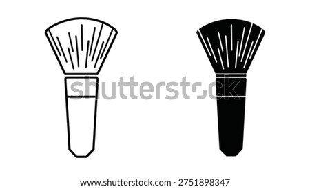 Simple line drawing of two paintbrushes, one white and one black, on a plain white background, symbolizing creativity and artistry.