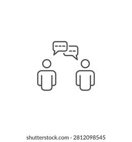 Simple line drawing of two people communicating