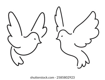 Simple line drawing of two pigeons