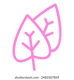 A simple line drawing of two pink leaves.