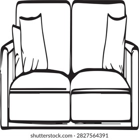 Simple line drawing of two recliner chairs with armrests and headrests