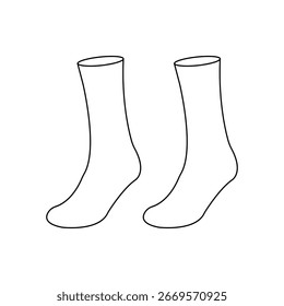 Dibujo de línea simple de dos calcetines blancos