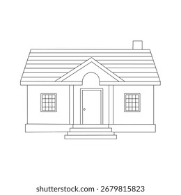 Dibujo de línea simple de una casa de dos pisos