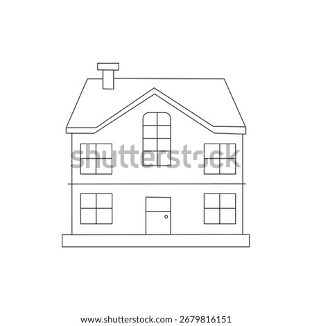 Simple Line Drawing of a Two-Story House