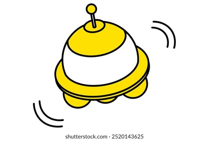 Desenho de linha simples de OVNI, ilustração isométrica, Ilustração de vetor