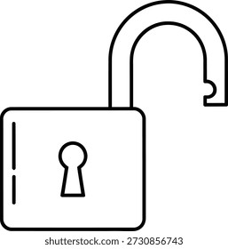 Simple line drawing of an unlocked padlock with an open shackle