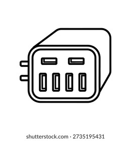 Simple line drawing of a USB connector on a white background