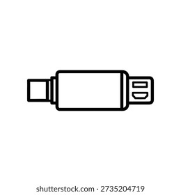 Simple line drawing of a USB connector on a white background.
