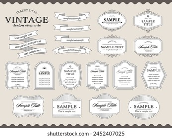 Simple line drawing vintage frame set